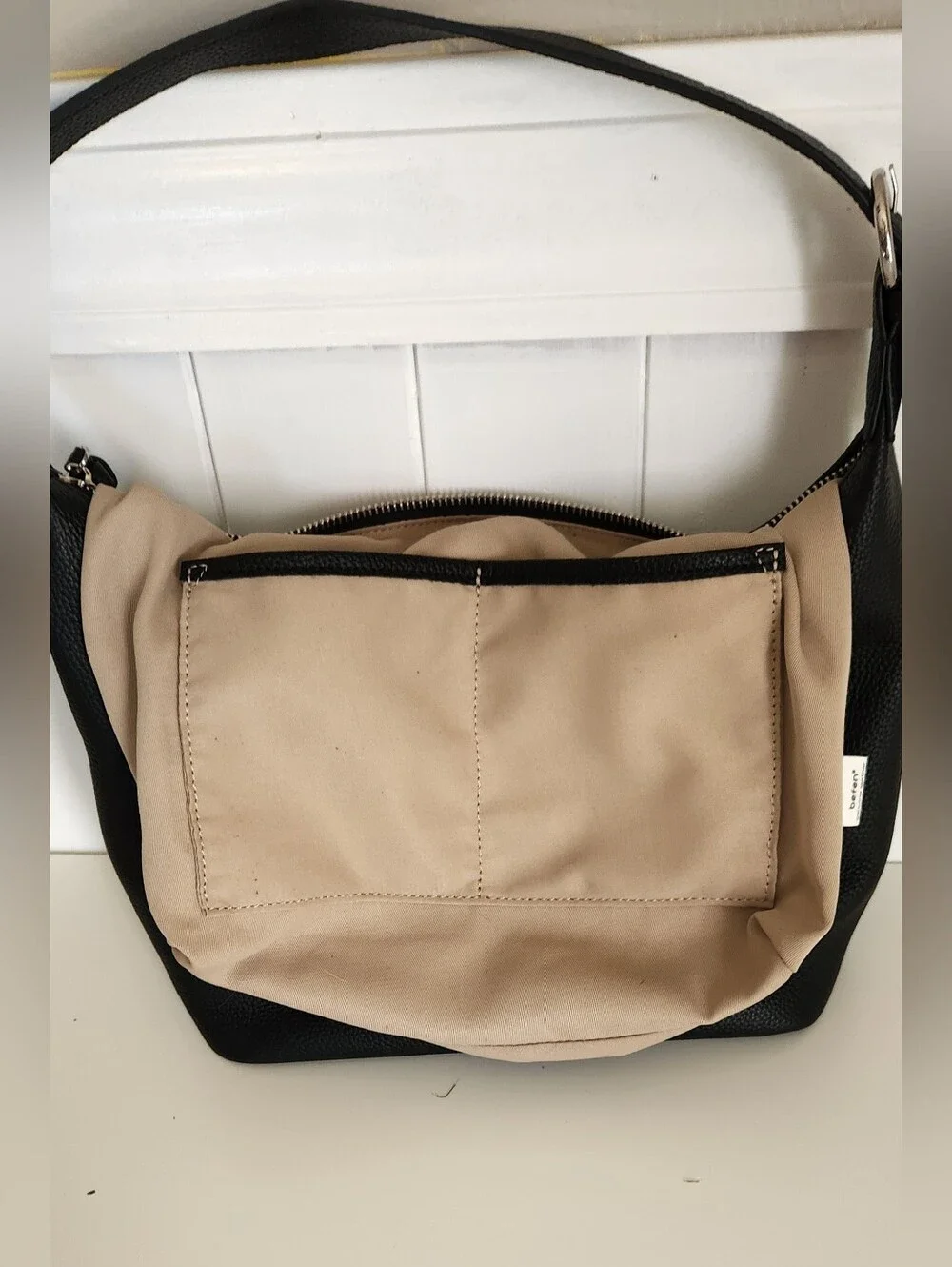 Befen Classic Black Leather Hobo Shoulder Bag